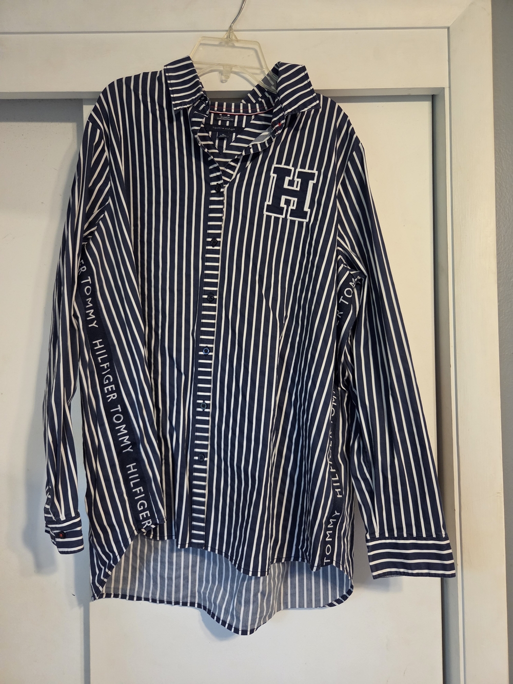Tommy Hilfiger Navy & White Striped Button-Down Shirt